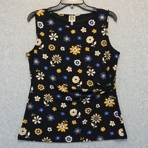 Anne Klein Floral Tank Top - Black, Yellow, White